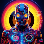 robot con luces de neon