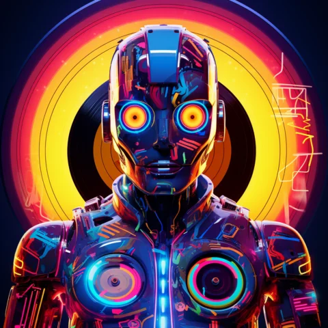 robot con luces de neon