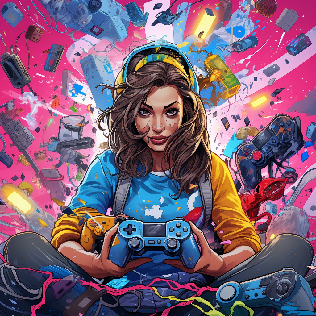 mujer jugando a videojuegos