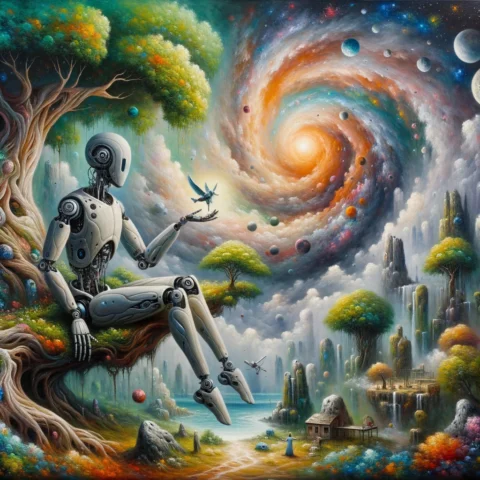 Robot sobre un arbol