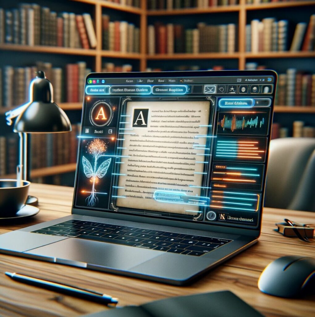 espacio de trabajo digital con una herramienta avanzada de escritura académica basada en IA