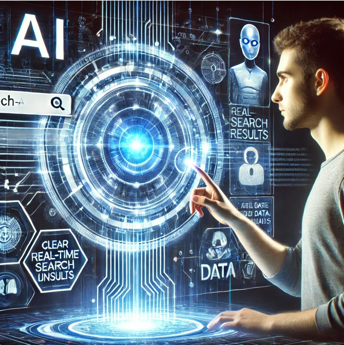 Interfaz futurista de búsqueda AI