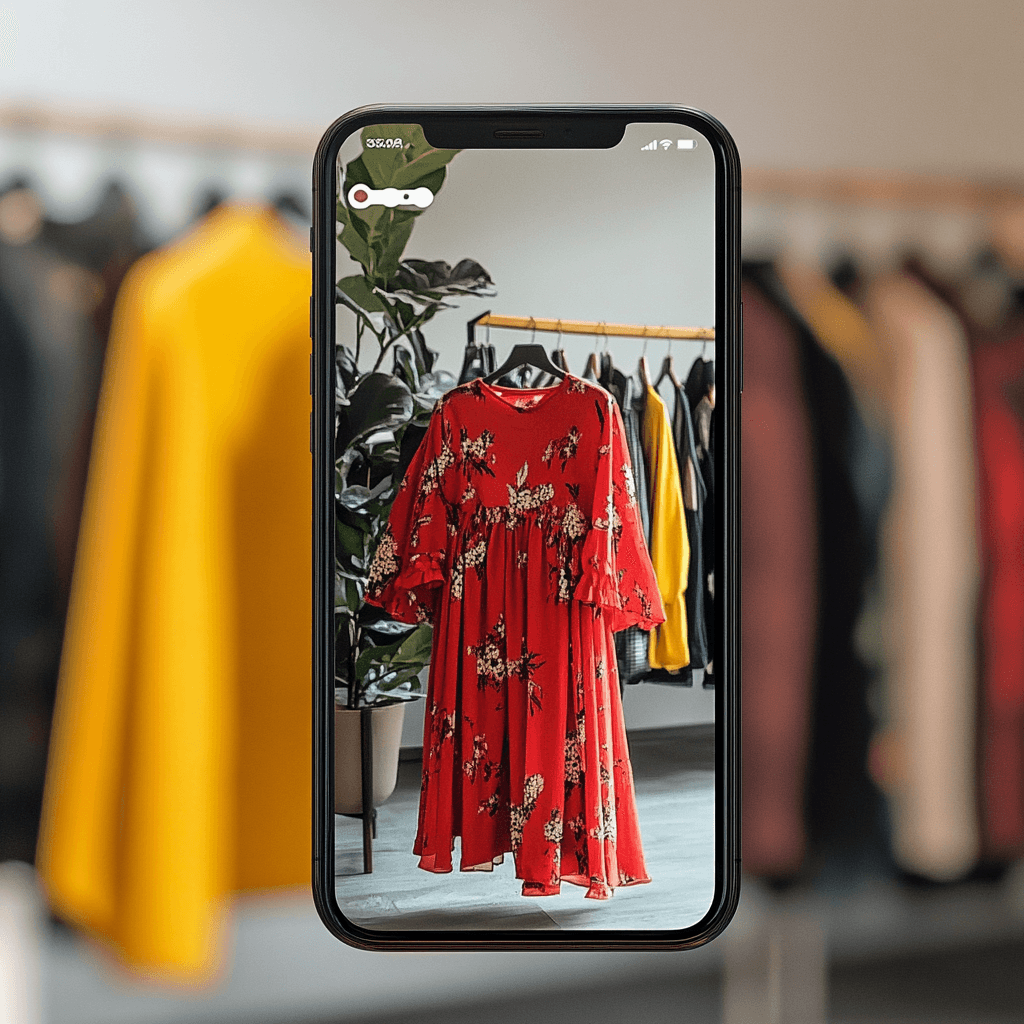Aesthetic crea el "Shazam de la moda" que transforma la forma de comprar ropa en redes sociales 1 Aplicación de moda Aesthetic mostrando un vestido rojo floral en pantalla de móvil para identificación y compra, facilitando la conexión entre redes sociales y e-commerce