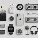 Inicio 32 iphone 11 con airpods y apple watch en composición minimalista