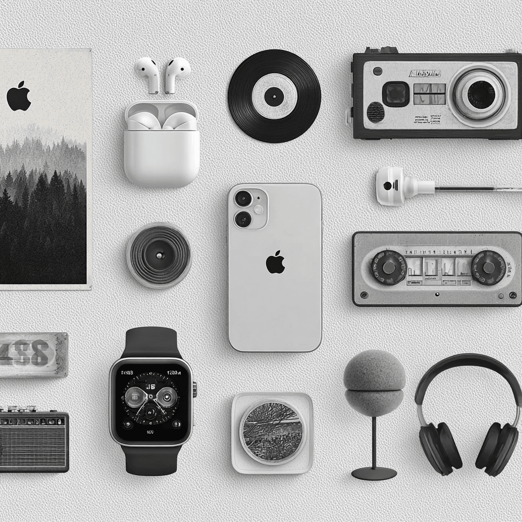 Apple revoluciona sacando el iPhone 17 Air, el móvil más delgado de su historia 1 iphone 11 con airpods y apple watch en composición minimalista
