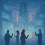 Avances de la IA en 2026 paisaje simbólico de circuitos y aurora