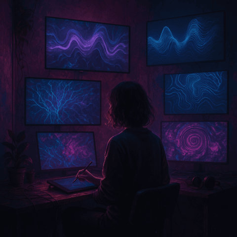 Artista creando con Google Disco en estudio