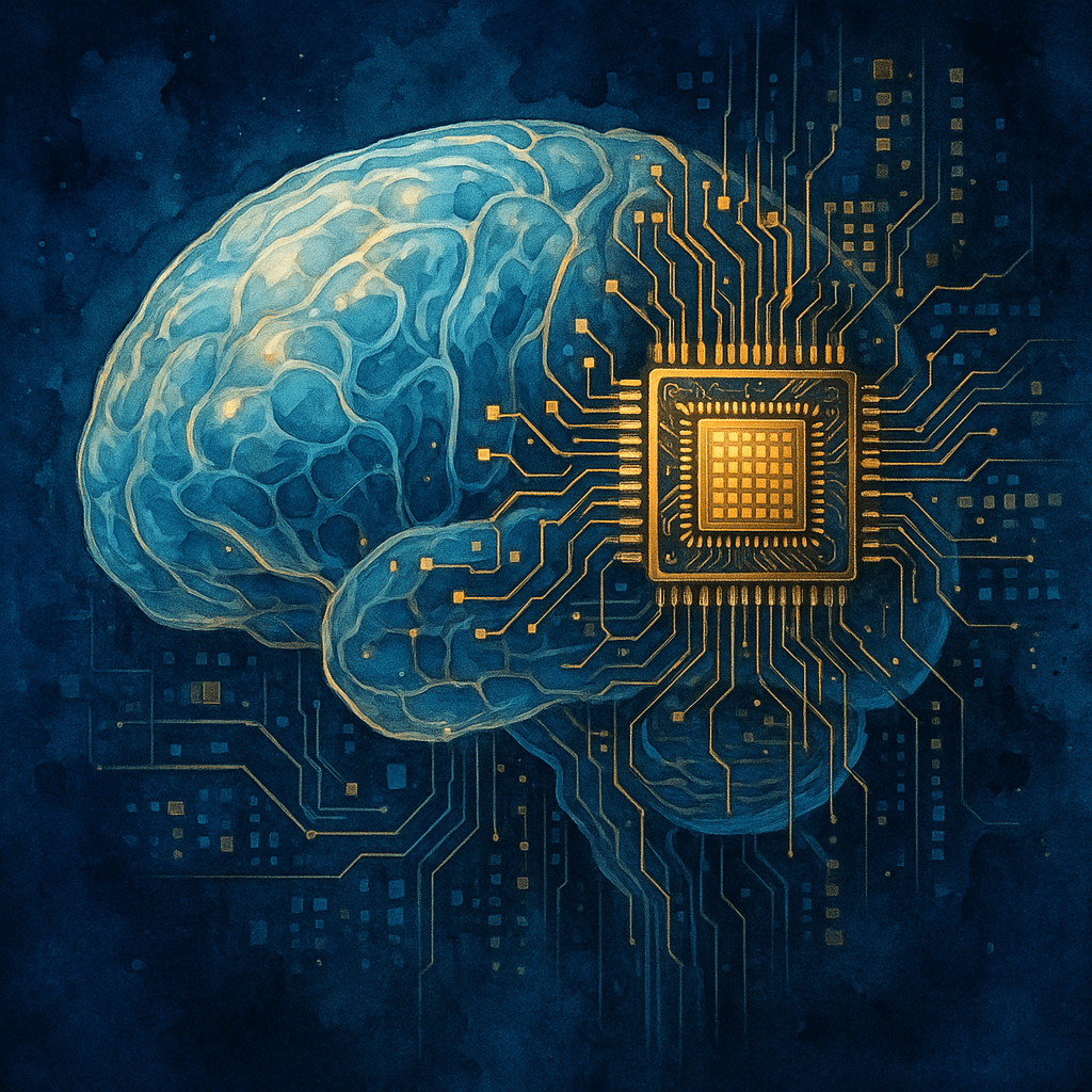 Representación de Google Gemini 3 Deep Think conectando cerebro humano y circuito