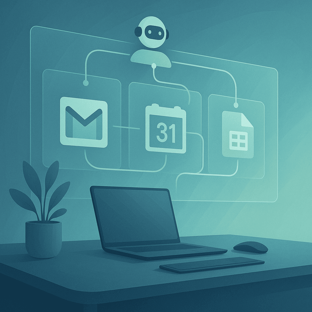 Google Workspace Studio: cómo crear agentes sin código y automatizar tareas en Workspace 1 Interfaz de Google Workspace Studio conectando Gmail y Sheets
