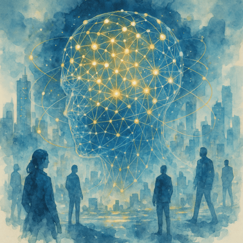 Representación artística de GPT 5.2 como red luminosa integrada