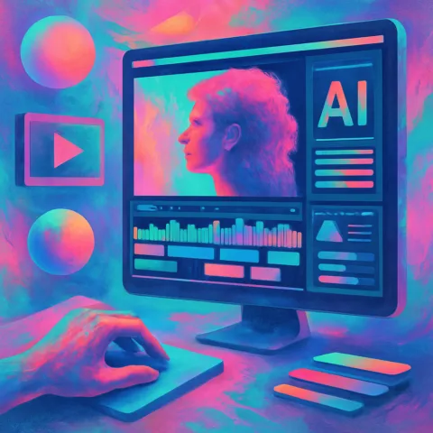 Interfaz creativa InVideo AI generando video con plantillas