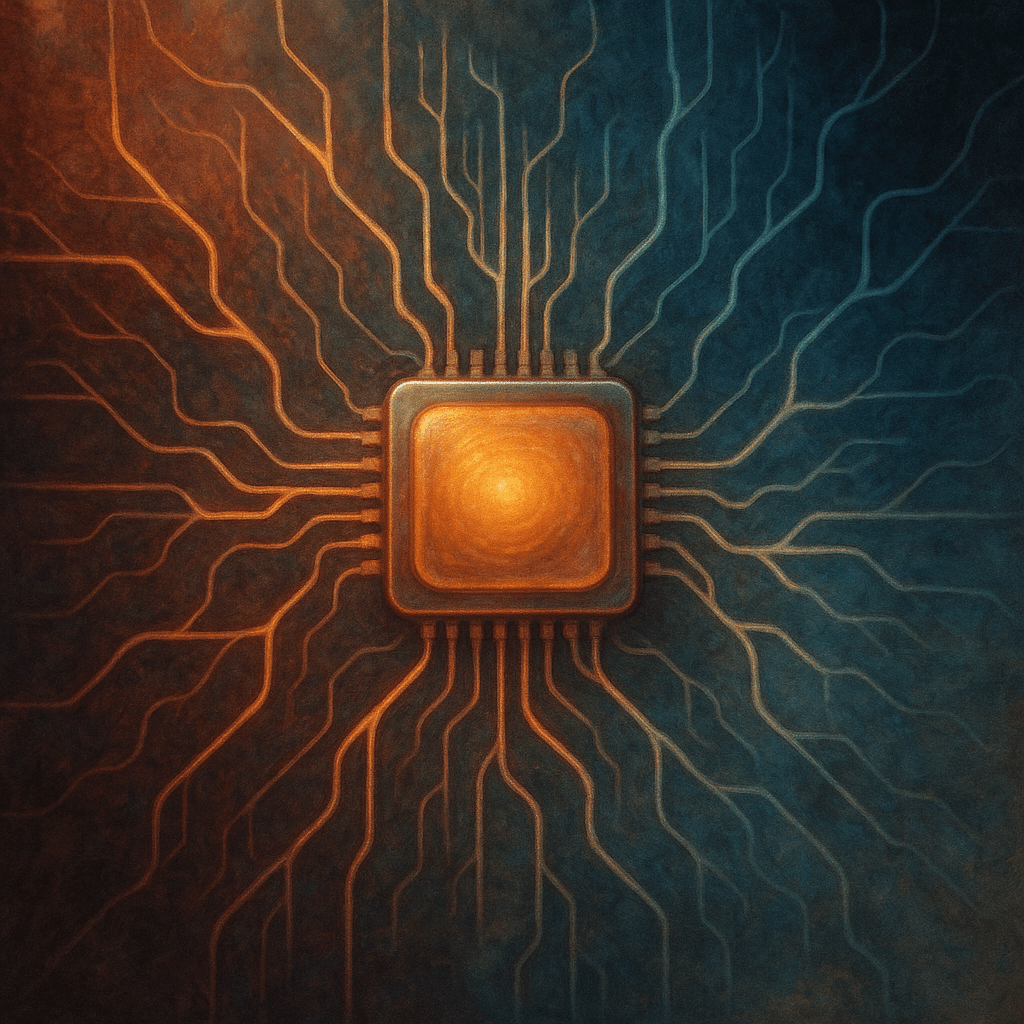 chip con estructura neuronal que simboliza neuromorfismo