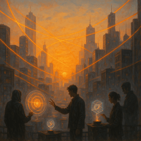 Panorama urbano futurista con referencias a tendencias tecnológicas 2026